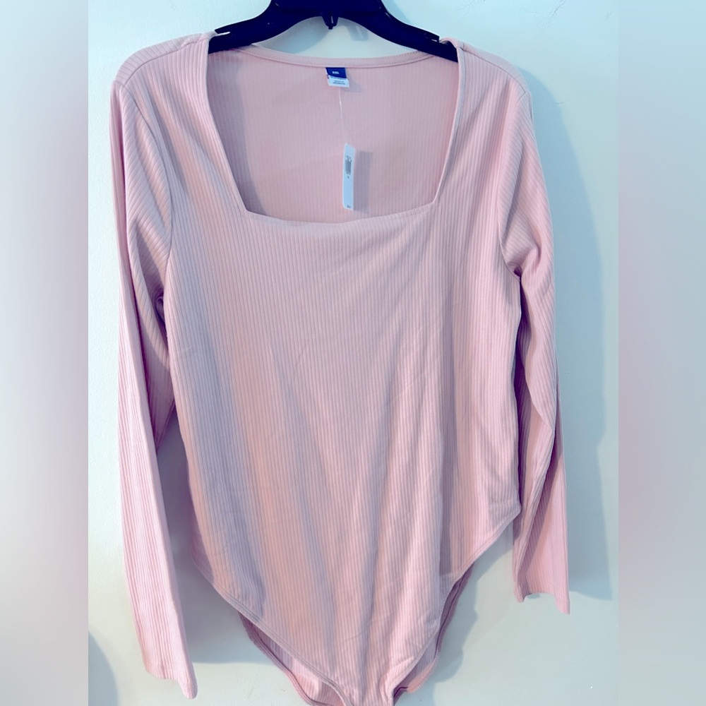 Pink ribbed bodysuit